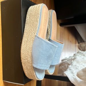 Baby blue platform espadrilles